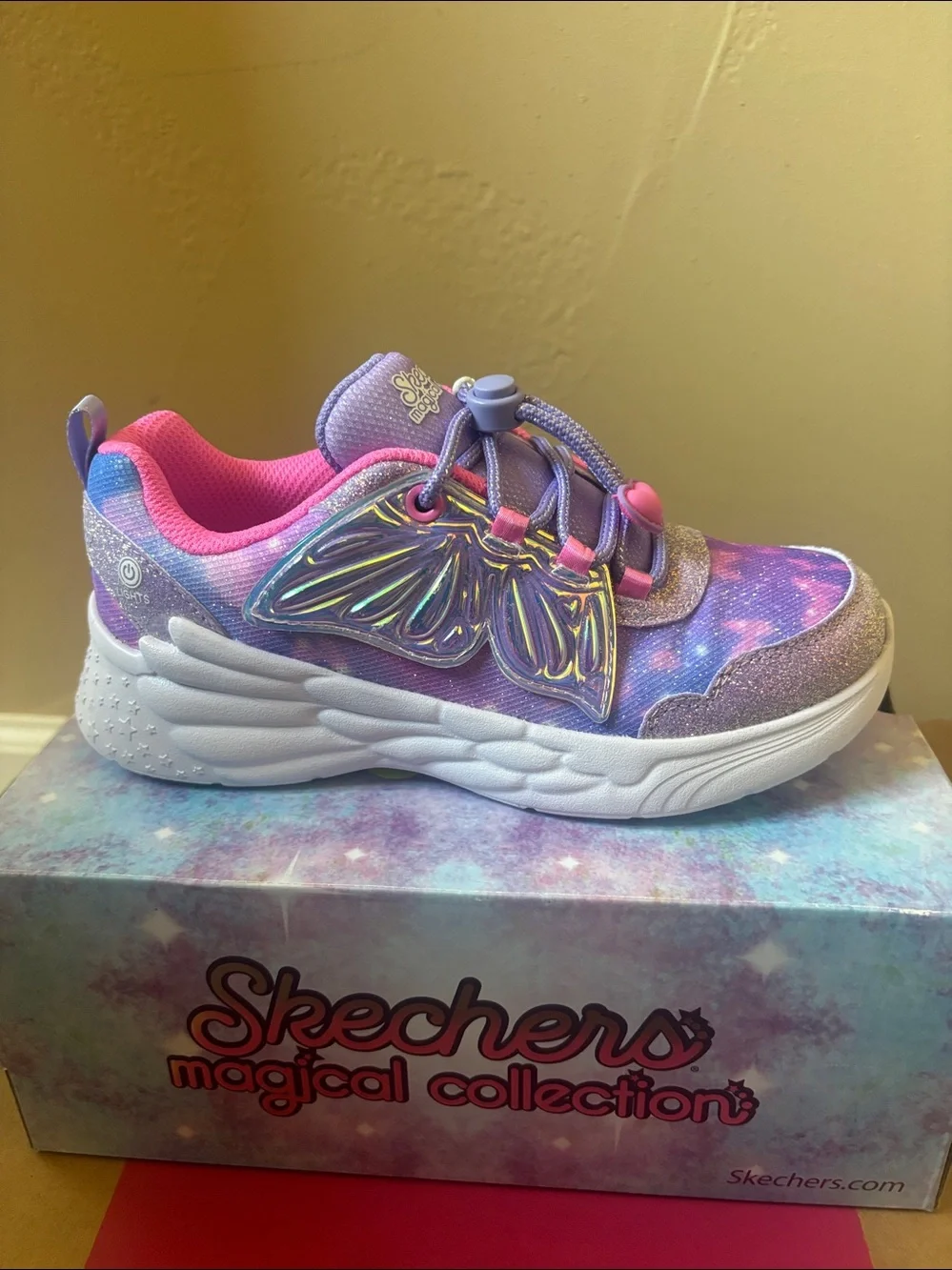 Skechers Girls Purple & Pink Butterfly Light-Up Sneakers